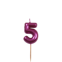 Tårtljus Rosa Metallic Siffra 5
