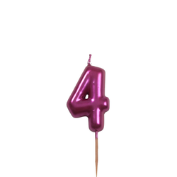 Tårtljus Rosa Metallic Siffra 4