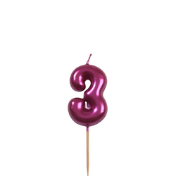 Tårtljus Rosa Metallic Siffra 3