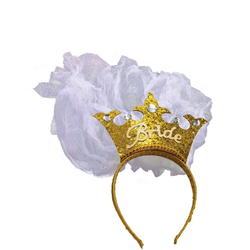 Bride Diadem med Slöja Guld