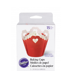 Wilton muffinsformar Pleated heart eyelet, 15 st