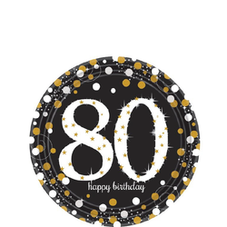 Papperstallrikar Happy Birthday Sparkling Gold 80