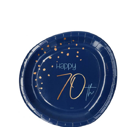 Papperstallrikar Mörkblå Happy 70th