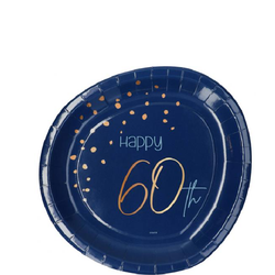Papperstallrikar Mörkblå Happy 60th