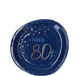 Papperstallrikar Mörkblå Happy 80th