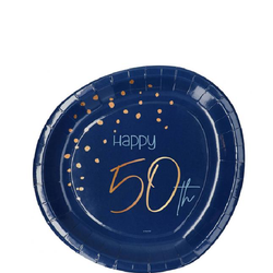 Papperstallrikar Mörkblå Happy 50th