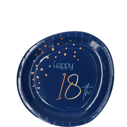 Papperstallrikar Mörkblå Happy 18th