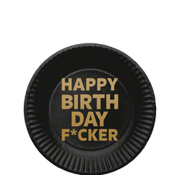 Papperstallrikar Happy Birthday F*cker Svart