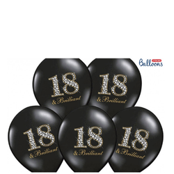 Latexballonger 18 & Brilliant Pastel Black 30cm 6st Strong