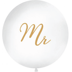 Latex Jätteballong Mr Vit och Guld