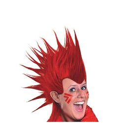 Crazy Mohawk Peruk Röd