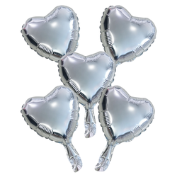 Folieballong Hjärtor Silver 5-pack