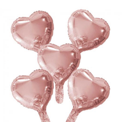 Folieballong Hjärtor Rose Gold 5-pack