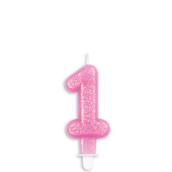 Tårtljus Siffra Glitter Rosa 1