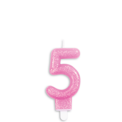 Tårtljus Siffra Glitter Rosa 5