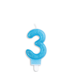 Tårtljus Siffra Glitter Blå 3