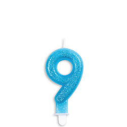 Tårtljus Siffra Glitter Blå 9