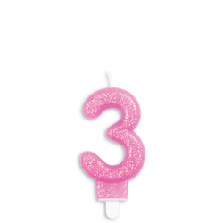 Tårtljus Siffra Glitter Rosa 3