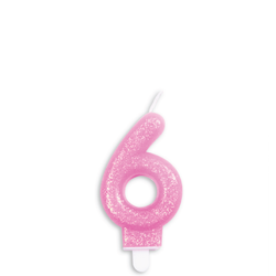 Tårtljus Siffra Glitter Rosa 6