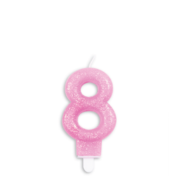 Tårtljus Siffra Glitter Rosa 8