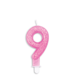 Tårtljus Siffra Glitter Rosa 9