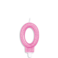 Tårtljus Siffra Glitter Rosa 0
