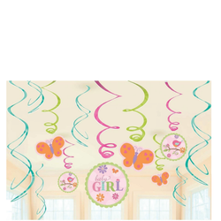 Tweet Baby Girl Swirls Decorations 12 st