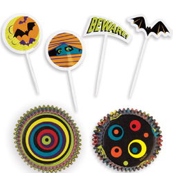 Wilton Halloween Party, 48 st muffinsformar och flaggor