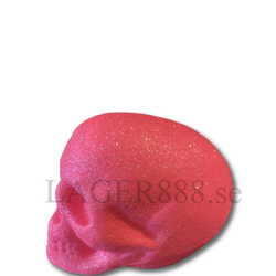 Glittrig döskalle dekoration cerise