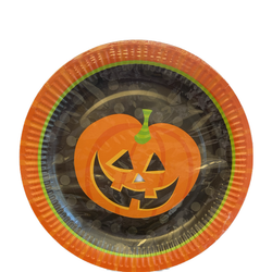 Halloween pumpa tallrik svart/orange 6-pack 23cm
