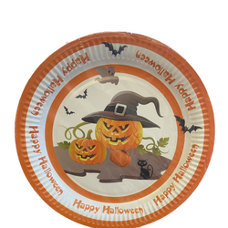 Halloween pumpa tallrik vit/orange 6-pack