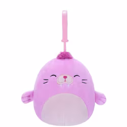 Squishmallows Pepper the Pink Walrus, Clip On 9cm