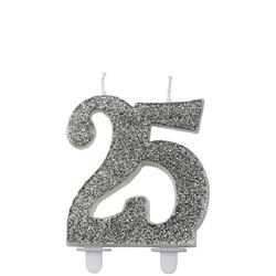 Glittrigt sifferljus silver, 25