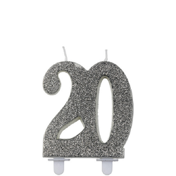 Glittrigt sifferljus silver, 20