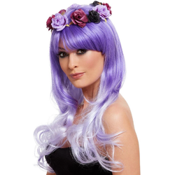Peruk Lila Ombre med blommor