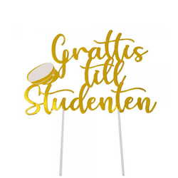 Tårtdekoration – Grattis till Studenten (Guld)