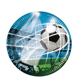 Papperstallrikar Fotboll 8st 23cm grön/Blå