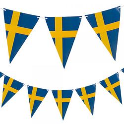 Flaggirlang Sverige – 3,6 meter med Svenska Flaggor (15 st)