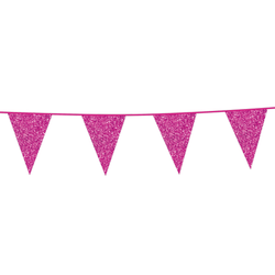Flaggirlang Glitter Hot pink 20 x 30 cm