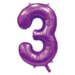 Folieballong Nr 3 Satin Purple 86 Cm