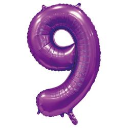 Folieballong Nr 9 Satin Purple 86 Cm
