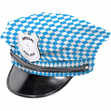 Poliskeps Oktoberfest – Rolig Temakeps med "Special Police"-märke
