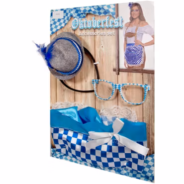 Oktoberfest Dam Tillbehörskit – Förkläde, Glasögon & Minihatt
