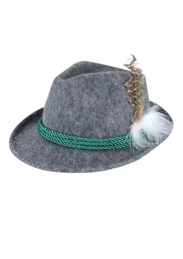 Tyrolerhatt Oktoberfest Deluxe – Grå Hatt med Fjädrar