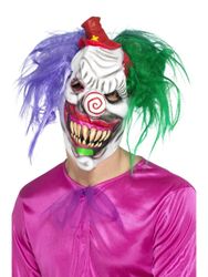 Skräckclown Mask med Hår, Latex