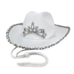 Cowboyhatt Vit med Tiara