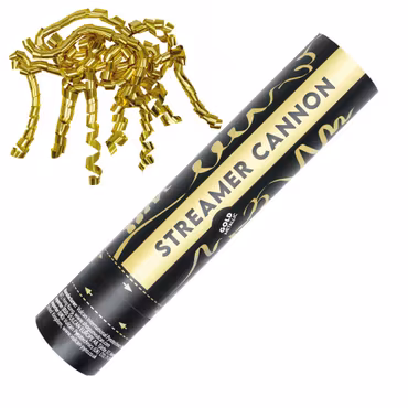 Konfettikanon Serpentiner Guld 25 cm – Metallic Effekt