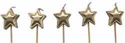 Stjärnor, 5 st guldfärgade tårtljus