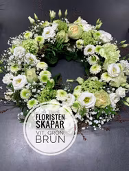 Krans ca 45cm diameter - Vit, Grön & Brun