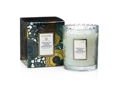 Voluspa Scalloped Edge Embossed Glass Candle - French Cade Lavender